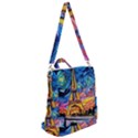 Eiffel Tower Starry Night Print Van Gogh Crossbody Backpack View2