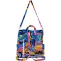 Eiffel Tower Starry Night Print Van Gogh Crossbody Backpack View3