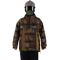 Books Book Shelf Shelves Knowledge Book Cover Gothic Old Ornate Library Men s Ski And Snowboard Waterproof Breathable Jacket