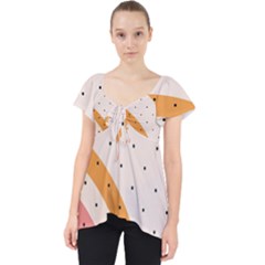 Abstract Geometric Bauhaus Polka Dots Retro Memphis Rainbow Lace Front Dolly Top by Maspions