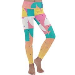 Abstract Geometric Bauhaus Polka Dots Retro Memphis Art Kids  Lightweight Velour Classic Yoga Leggings by Maspions