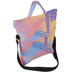 Abstract Lines Dots Pattern Purple Pink Blue Fold Over Handle Tote Bag by Maspions