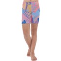Abstract Lines Dots Pattern Purple Pink Blue Kids  Lightweight Velour Capri Yoga Leggings View1