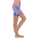 Abstract Lines Dots Pattern Purple Pink Blue Kids  Lightweight Velour Capri Yoga Leggings View3