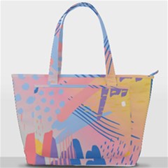 Abstract Lines Dots Pattern Purple Pink Blue Back Pocket Shoulder Bag 
