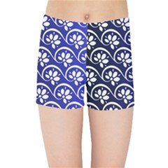 Pattern Floral Flowers Leaves Botanical Kids  Sports Shorts by Maspions