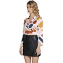 Boho Bohemian Style Design Minimalist Aesthetic Pattern Art Shapes Lines Long Sleeve Tie Back Satin Wrap Top View2