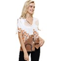 Bohemian Digital Minimalist Boho Style Geometric Abstract Art Bow Sleeve Button Up Top View3
