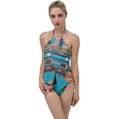 City Painting Town Urban Artwork Go With The Flow One Piece Swimsuit
