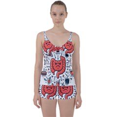 Health Gut Health Intestines Colon Body Liver Human Lung Junk Food Pizza Tie Front Two Piece Tankini by Maspions