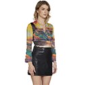 Pretty Art Nice Long Sleeve Tie Back Satin Wrap Top View3
