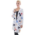 Airplane Pattern Plane Aircraft Fabric Style Simple Seamless Hooded Pocket Cardigan View1
