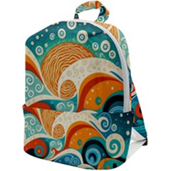 Waves Ocean Sea Abstract Whimsical Abstract Art Pattern Abstract Pattern Nature Water Seascape Zip Up Backpack