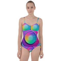 Circle Colorful Rainbow Spectrum Button Gradient Psychedelic Art Sweetheart Tankini Set by Maspions