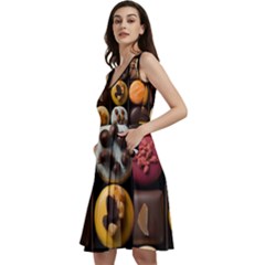 Chocolate Candy Candy Box Gift Cashier Decoration Chocolatier Art Handmade Food Cooking Sleeveless V-neck Skater Dress With Pockets