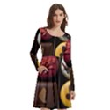 Chocolate Candy Candy Box Gift Cashier Decoration Chocolatier Art Handmade Food Cooking Long Sleeve Knee Length Skater Dress With Pockets View2