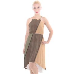 Abstract Texture, Retro Backgrounds High-low Halter Chiffon Dress 