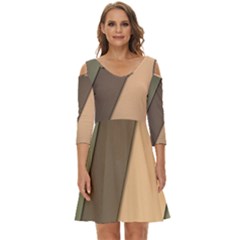 Abstract Texture, Retro Backgrounds Shoulder Cut Out Zip Up Dress