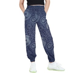 Blue Paisley Texture, Blue Paisley Ornament Kids  Joggers