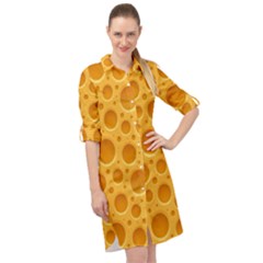Cheese Texture Food Textures Long Sleeve Mini Shirt Dress by nateshop