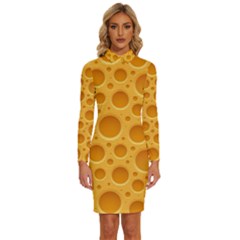 Cheese Texture Food Textures Long Sleeve Shirt Collar Bodycon Dress