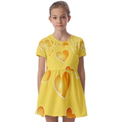 Cheese Texture, Macro, Food Textures, Slices Of Cheese Kids  Short Sleeve Pinafore Style Dress