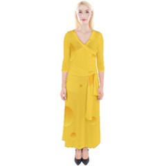 Cheese Texture, Yellow Backgronds, Food Textures, Slices Of Cheese Quarter Sleeve Wrap Maxi Dress