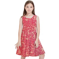 Chinese Hieroglyphs Patterns, Chinese Ornaments, Red Chinese Kids  Skater Dress