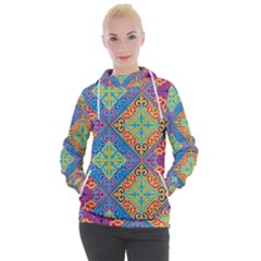 Colorful Floral Ornament, Floral Patterns Women s Hooded Pullover