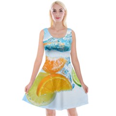 Fruits, Fruit, Lemon, Lime, Mandarin, Water, Orange Reversible Velvet Sleeveless Dress