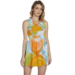 Fruits, Fruit, Lemon, Lime, Mandarin, Water, Orange Sleeveless High Waist Mini Dress