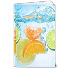 Fruits, Fruit, Lemon, Lime, Mandarin, Water, Orange 8  X 10  Softcover Notebook by nateshop