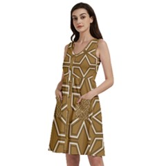 Gold Pattern Texture, Seamless Texture Sleeveless Dress With Pocket
