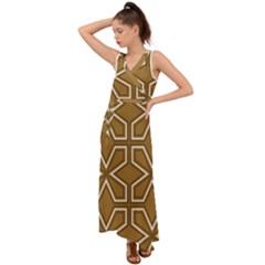 Gold Pattern Texture, Seamless Texture V-neck Chiffon Maxi Dress