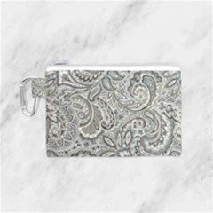 Gray Paisley Texture, Paisley Canvas Cosmetic Bag (small)