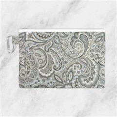 Gray Paisley Texture, Paisley Canvas Cosmetic Bag (large)