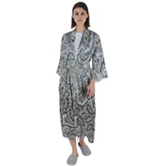 Gray Paisley Texture, Paisley Maxi Satin Kimono