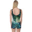 Trees Forest Mystical Forest Background Landscape Nature One Piece Boyleg Swimsuit View2