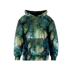 Trees Forest Mystical Forest Background Landscape Nature Kids  Pullover Hoodie by Maspions