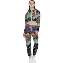 Flowers Trees Forest Mystical Forest Nature Cropped Zip Up Lounge Set by Maspions