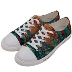 Trees Tree Forest Mystical Forest Nature Junk Journal Scrapbooking Landscape Nature Men s Low Top Canvas Sneakers