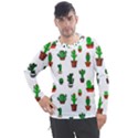Cactus Plants Background Pattern Seamless Men s Pique Long Sleeve T-Shirt View1