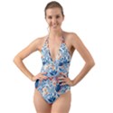 Berries Foliage Seasons Branches Seamless Background Nature Halter Cut-Out One Piece Swimsuit View1