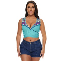 Mandala Blue Women s Sleeveless Wrap Top