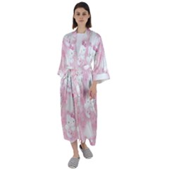Hello Kitty Pattern, Hello Kitty, Child, White, Cat, Pink, Animal Maxi Satin Kimono