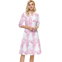 Hello Kitty Pattern, Hello Kitty, Child, White, Cat, Pink, Animal Classy Knee Length Dress