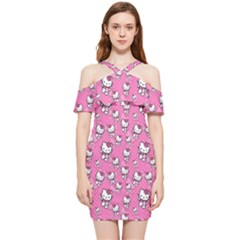 Hello Kitty Pattern, Hello Kitty, Child Shoulder Frill Bodycon Summer Dress