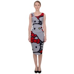 Hello Kitty, Pattern, Red Sleeveless Pencil Dress
