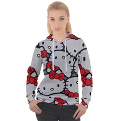 Hello Kitty, Pattern, Red Women s Overhead Hoodie