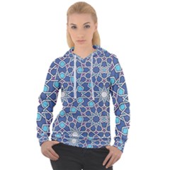 Islamic Ornament Texture, Texture With Stars, Blue Ornament Texture Women s Overhead Hoodie
